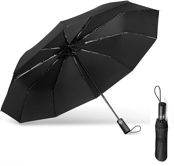 Image of SIEPASA Umbrella for Men - Automatic Large Size Foldable Umbrella with Travel Cover for Man and women - 3 fold Windproof umbrella