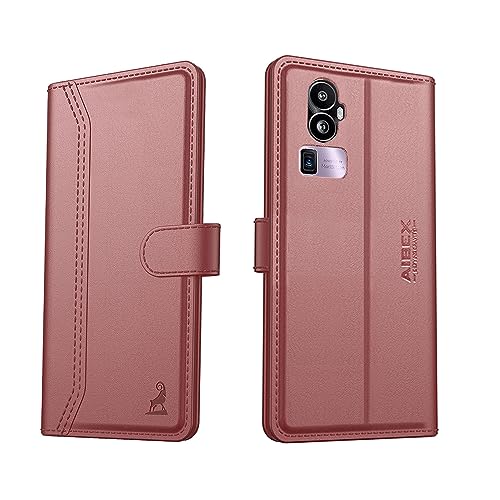 Image of AIBEX Compatible for Oppo Reno 10 Pro Plus 5G Flip Cover Leather Finish | Inside TPU with Card Pockets | Wallet Stand | Complete Protection Flip Case - Brown