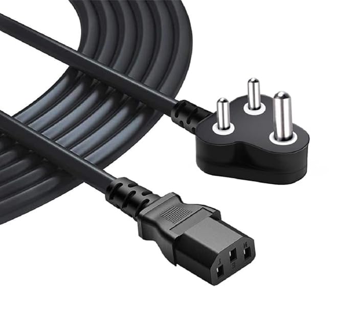 Power Cord 1.8M, India Plug 18AWG IEC Computer CPU Mains Power Cable, 3 Pin Replacement Power Cable Cord for Desktop PC, Led Monitor, SMPS, Printer, Power Supply, TV, Xerox Machine.
