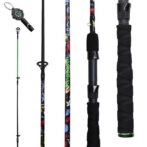 KingKatch 56 Ultra-Light Spinning Fishing Rod Threaded Grip Gun Handle Durable Composite Graphite & Glass Blank Ceramic Line Guides Sensitive Strike Detection for Freshwater & Inshore