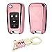 ROYALFOX(TM 2 3 4 5 Buttons TPU flip Remote Key Fob case Cover for Chevrolet Camaro Cruze Equinox Malibu SS Sonic Spark Volt Aveo Epica SAIL 3,Buick Lacrosse Encore GL8 Regal Excelle (Pink)