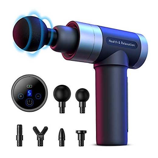 MILcea Pistolet de massage, appareil de massage en profondeur avec 5 vitesses, écran tactile LED, appareil de massage électrique manuel avec 6 têtes de massage pour la nuque, les épaules, le dos