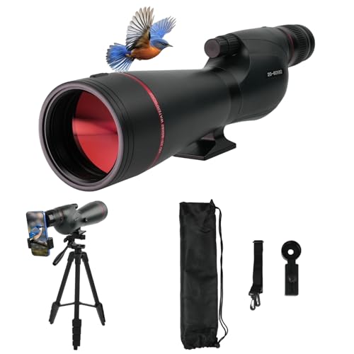 BOSTRON 20-60x82mm Straight Spotting Scopes for Target Shooting, Waterproof Fogproof Spotter Scope for Bird Watching, BAK4 Prism FMC HD Optics with Full Size Tripod & Carrying Case & Phone Adapter
