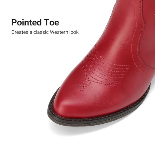 Image of DREAM PAIRS Women's Cowboy Cowgirl Boots Embroidered Pointed Toe Low Heel Western Mid Calf Boot for Theme Party Country Concert