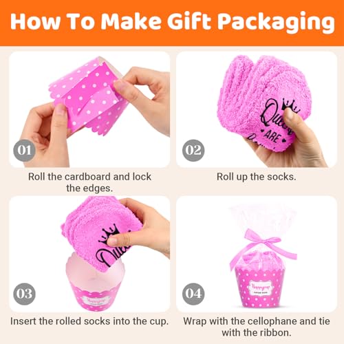 Image of HAPPYPOP Birthday Gifts Ideas for Women - January February March Birthday Socks in Pink