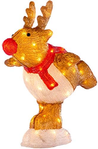 WeRChristmas Acrylic Skating Reindeer Christmas Decoration, 56 LED Lights, 39 cm