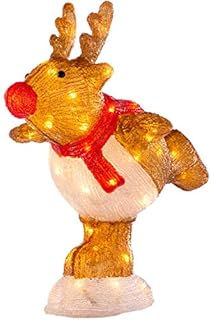 WeRChristmas Acrylic Skating Reindeer Christmas Decoration, 56 LED Lights, 39 cm