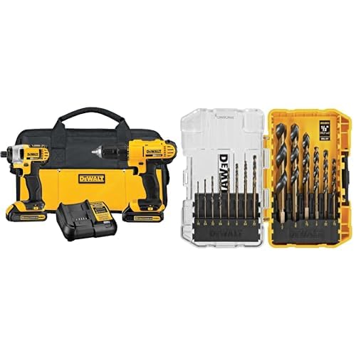 Bundle of DEWALT 20V MAX Cordless Drill and Impact Driver Kit with 2 Batteries and Charge…