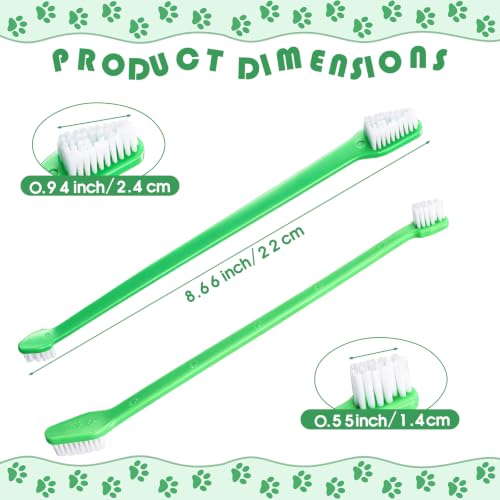 Image of Gerrii 200 Count Dog Toothbrush Double Headed Pet Toothbrush Long Handle Dog Tooth Brushing Kit Soft Bristles Pet Tooth Brush for Doggy Cat and Most Pets Teeth Cleaning Dental Oral (Green)