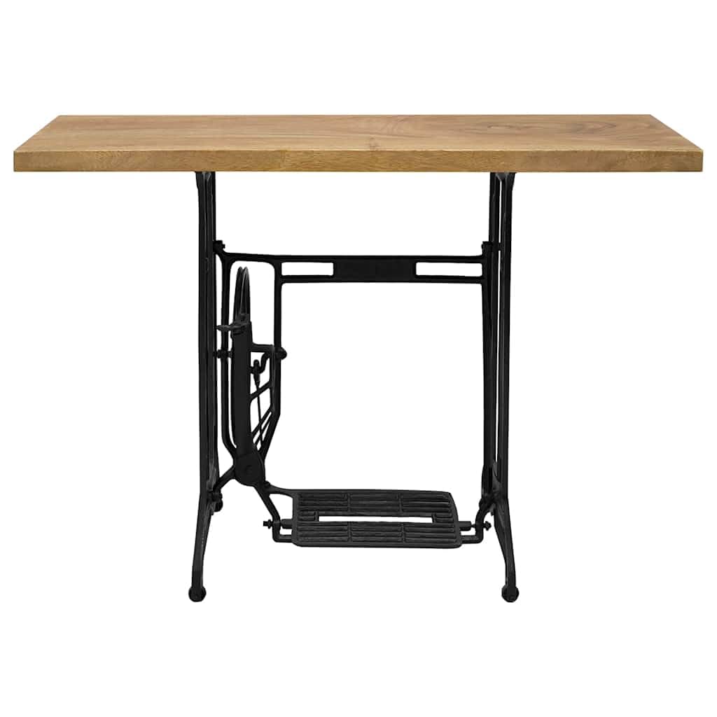 Mesa rústica para máquina de coser de hierro fundido y madera maciza de súar en color teca, 110 x 40 x 75 cm, versátil como mesa de consola, mesa auxiliar o escritorio