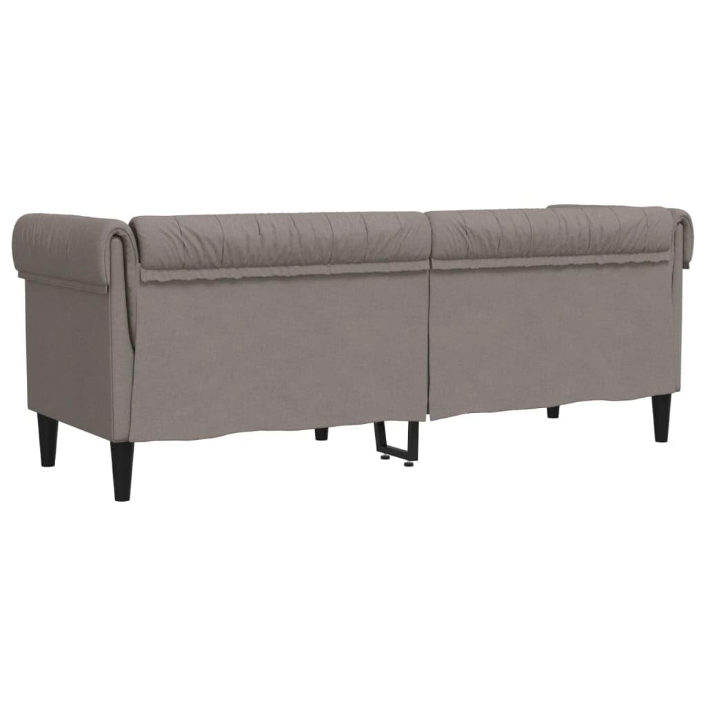 Chesterfield-Sofa 3-Sitzer Taupe Stoff Polstersofa mit Stützbeinen, Loungesofa Designsofa für Wohnzimmer, Couch Wohnzimmersofa