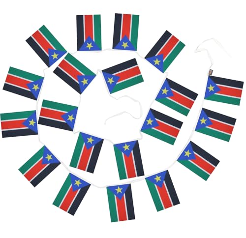 Image of AZ FLAG South Sudan 6 meters BUNTING Flag 20 flags 9'' x 6'' - South Sudanese STRING flags 15 x 21 cm