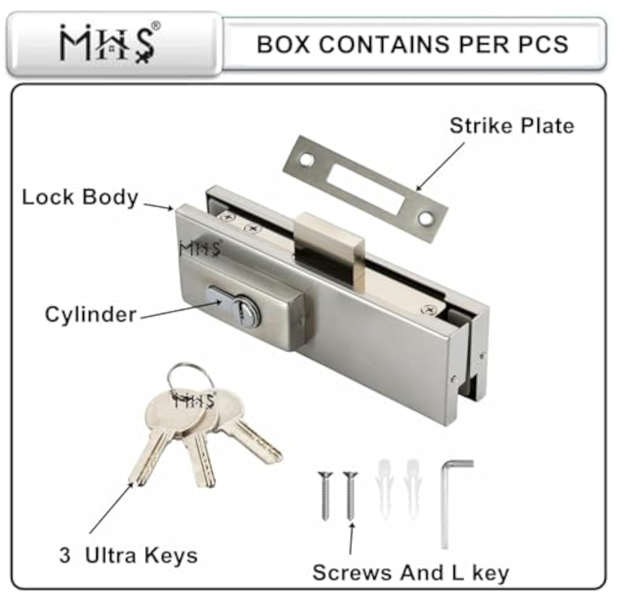 Heavy Duty Stainless Steel Lock for Glass Door