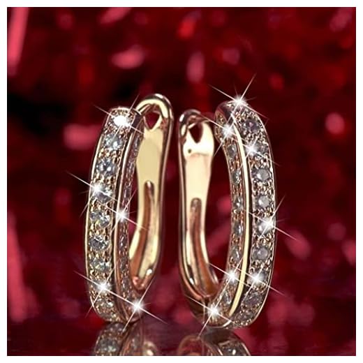 RIQINGY Earrings for Women Diamond Hoop Luxury Round Diamond Earrings Personality Bright Rhinestone Earrings, Gold, One Size (New)