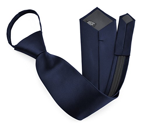 Moda Di Raza - Men's/Boy's Zipper Tie Neckwear Polyester -Navy Blue/20 IN