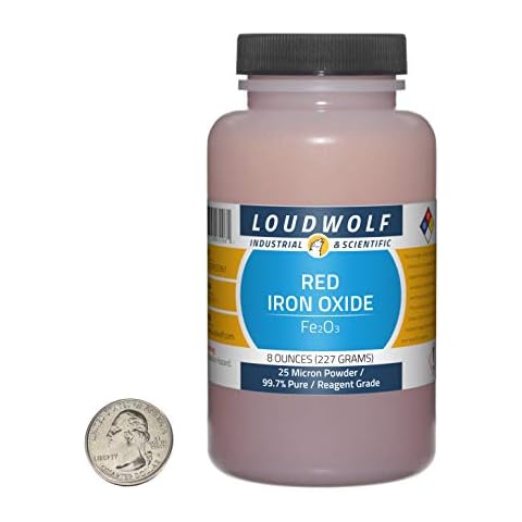 Loudwolf Iron Oxide Red / 8 Ounce Bottle / 99.7% Pure Reagent Grade / 25 Micron Powder Cover