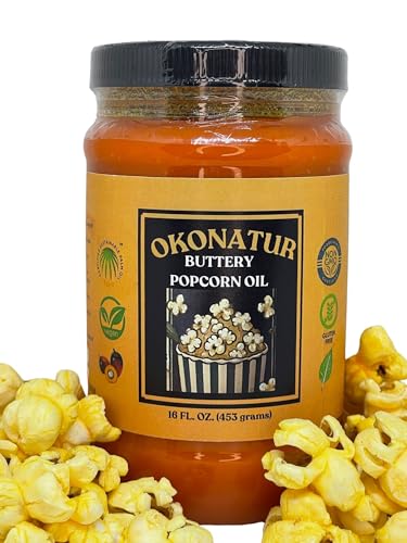 OKONATUR Popcorn Butter Oil | Butter Flavored oil 16 oz Jar - Colored with Natural Beta Carotene from Red Palm oil | Movie Theather butter | Vegan | Natural | Gluten Free image 5