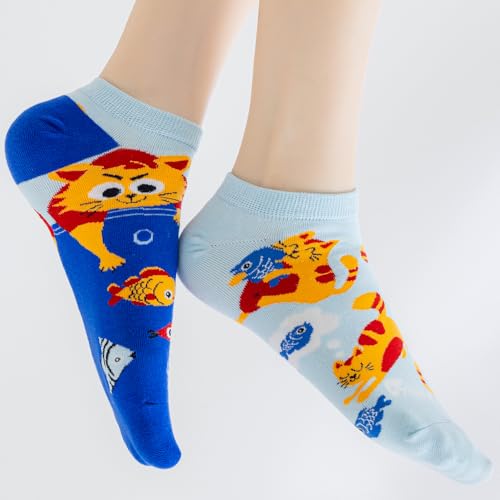 Image of 2 Pairs Funny Cartoon Animal Print Cotton Ankle Socks for Women Teens