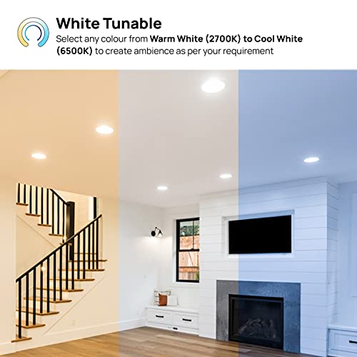 Image of Wipro Garnet 15W Smart Panel Ceiling Light | CCT, White Tuneable & Dimmable | Control with Mobile App via Bluetooth | Gateway Required for Controlling through internet & Alexa /Google Asst. | Pack of 1