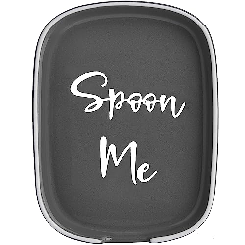 Image of Ceramic Spoon Rest for Stove Top, DAYYET Large Spoon Holder for Kitchen Counter, Coffee Spoon Rest, Heat-Resistant Cooking Utensil Rest, Kitchen Decor, Gray