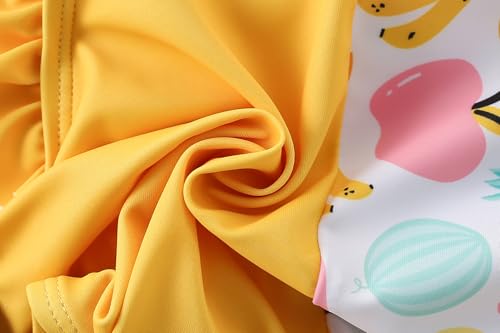 Image of AMIYAN Toddler Girls One-Piece Swimwear Short Sleeve Ruffle Swimsuit Zipper Rash Guard Bathing Suit for Little Girls 1-5Y