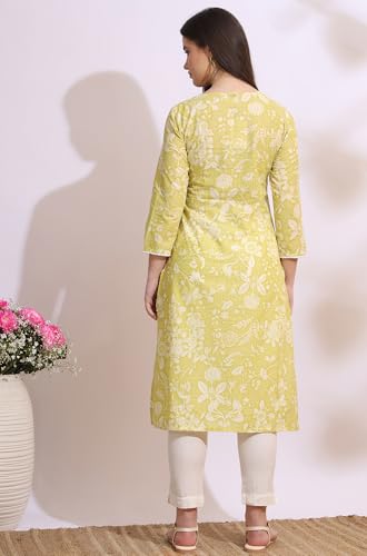 Image of W for Woman Pink Bold Geometric Printed Pure Cotton Straight Kurta
