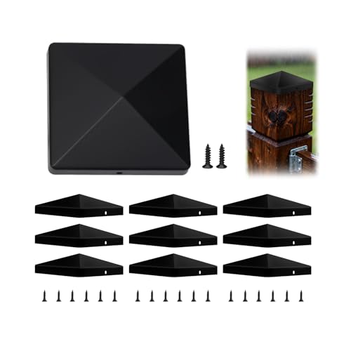 10 Pcs Fence Post Caps 4x4 Inch Posts Cap with Screws Prevent Wood Rot Prolong the Life of Fence and Enhance Aesthetic for 4x4 Inch Post
