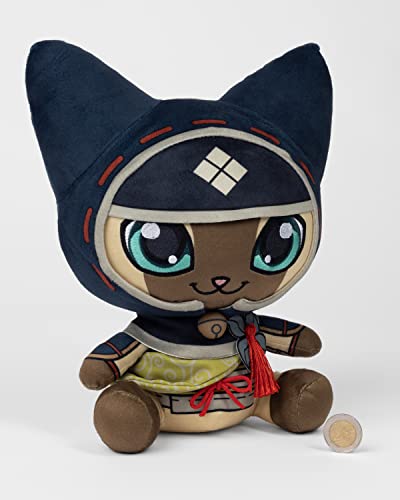 Monster Hunter Plüschfigur Kamura Palico schwarz/beige, aus zertifiziertem recyceltem Polyester, mit Hangtag.