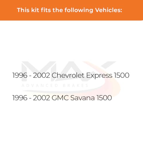 Image of Max Advanced Brakes Front Brake Kit Compatible With 1996-2000 2001 2002 Chevy Express Compatible With GMC Savana 1500 Replacement Premium OE Disc Brake Rotors and Ceramic Brake Pads