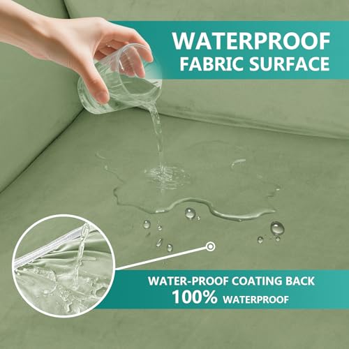 SYLC Impermeable Funda De Cojines Palets Exterior Jardin, Elástico Terciopelo Fundas para Palés, Protectores De Muebles Madera Sofa Terraza Lavable (Avocado,2 PCS(1 Seat+1 Back)) - imagen 5