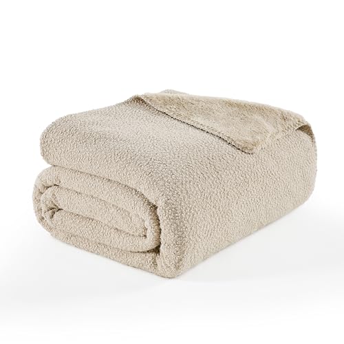 R.SHARE Kuscheldecke Flauschig Kaninchen Plüsch Decke Kunstfell Sofadecke Weich und Warm Sofaüberwurf Couchdecke Überwurfdecke Wohndecke Für Bett Sofa Schlafzimmer Büro,125 x 150 cm,Beige