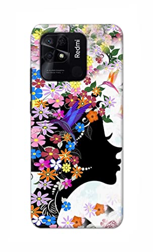 Image of Printed Hard Back Cover Case for Redmi 10 | Redmi 10 Power Back Cover (Floral Hairstyle Girl) -1803