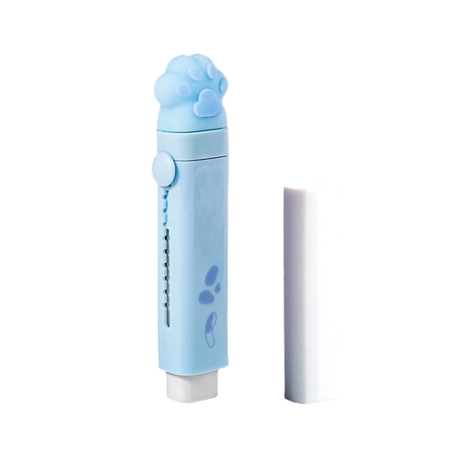 Creative Cute cat Claw Retractable Push-Pull Eraser Student Cartoon high Value Stationery Clean Without Leaving a Trace Eraser for School-Blue