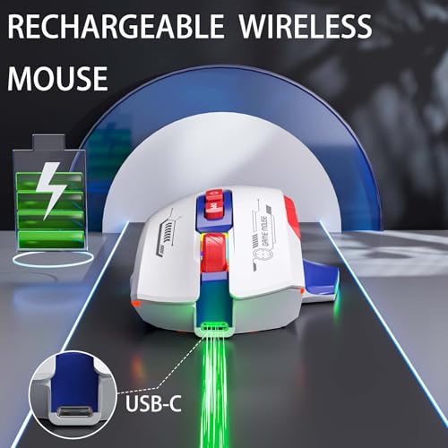 Image of Wireless Gaming Mouse，Rechargeable Mouse with 3 Adjustable DPI up to 1600, 7 Programmable Keys, RGB Breathing Lights, Compatible with Laptop, Chromebook, PC, Desktop, Mac, Notebook(Blue)