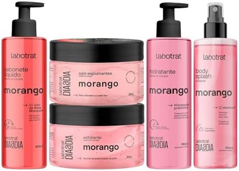 Kit de Banho Corporal Feminino Morango Com Body Splash Labotrat Dia a Dia