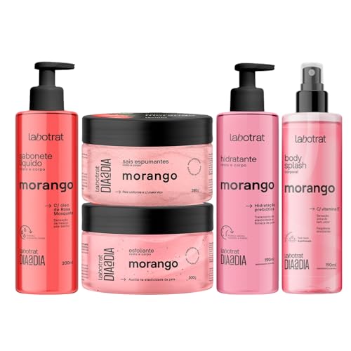 Kit de Banho Corporal Feminino Morango Com Body Splash Labotrat Dia a Dia