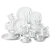 VEWEET Aviva Vajillas de 60 piezas Vajilla de Vidrio Opal para 12 Personas con 12 Platos Llanos y Hondos, Platos de Postre/ Tazas de Café con Platilos