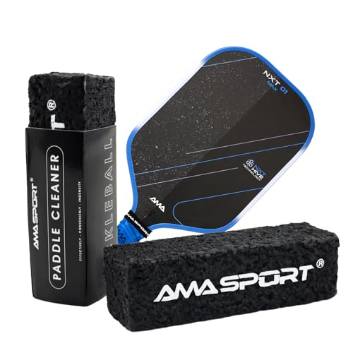 AMA SPORT Pickleball Paddle Eraser Carbon Fiber Pickle Ball Racket Cleaner Pickleball Accessories for Removing Ball Residue & Dirt, Restores Grip & Spin (Rectangle Black)