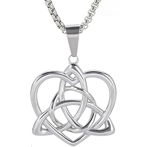 Jude Jewelers Stainless Steel Celtic Knot Heart Shaped Statement Party Holiday Wedding Pendant Necklace