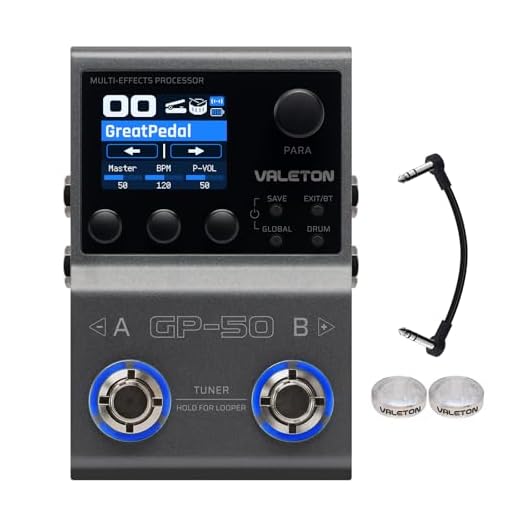 Valeton Procesador multiefectos GP-50 Cargador NAM e IR con más de 100 efectos HD, 9 módulos simultáneos, control de aplicación BT, 100 ranuras de parche para guitarra y bajo