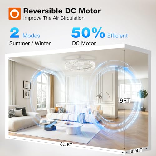 Image of addlon 2 Pack Ceiling Fans with Lights and Remote, 20'' Low Profile Ceiling Fans, 3000-6000K Dimmable Modern Flush Mount LED Fan Light, Fandelier Ceiling Fan for Bedroom, Kitchen, Living Room