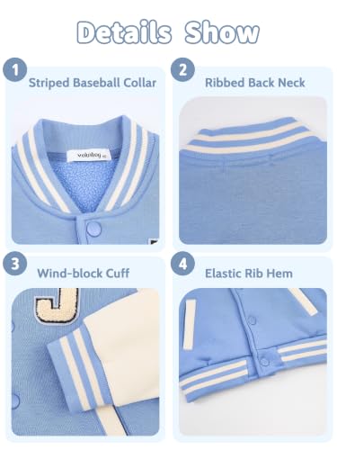 Image of Volunboy Boys Varsity Letterman Jacket Baseball Bomber Coat