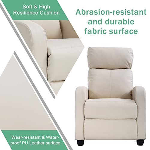 Cl.hpahkl Living Room Recliner Chair Modern Reclining Easy Lounge Winback Single Sofa Reading Chair Fabric Home Theater Seating Adjustable Accent Armchair W/Thick Seat Cushion & Backrest, Beige #TOP3