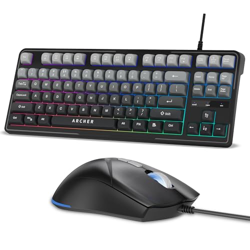 Image of Archer Tech Lab Wired Gaming Keyboard and Mouse Combo| RGB Backlit, 87 Keys with 19 Anti-Ghosting, 7-Button Mouse, Adjustable 4 DPI (1200-3600) USB Plug & Play for PC Laptop Mac PS5 Xbox (Astra G300)