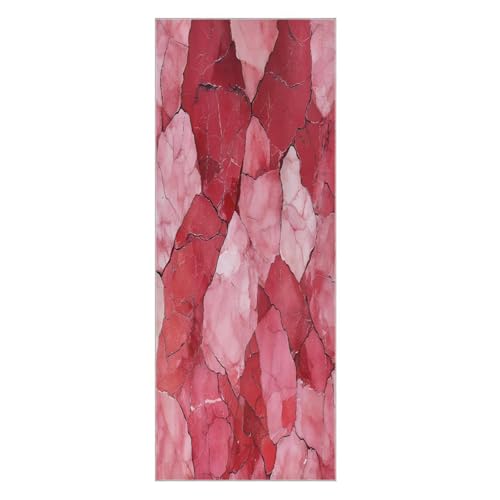 pnyoin Yoga Towel Pink and Red Art Piece Hot Yoga Mat Towel with Grip Dots Sweat Absorbent Non-Slip for Hot Yoga, 24