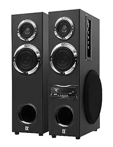 UIC Dj Mini-80W 5.25 Inch Single Bluetooth Party Subwoofer Floor Standing Speaker 3 Inch Dual Satellites with Extreme Bass Mic Slot Aux USB Fm & Remote Control Black (UIC-TWR-5103) (UIC-TWR-6101 PR)