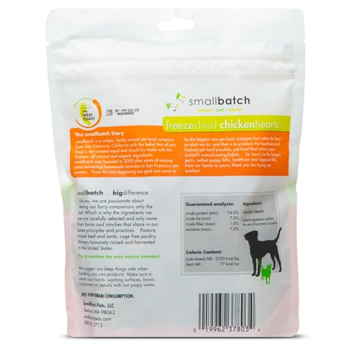 smallbatch Pets Premium Freeze-Dried Chicken Heart Treats for Dogs and Cats, 3.5 oz, Made and Sourced in The USA, Single Ingredient, Humanely Raised Meat, No Preservatives or Anything Artificial Ever - Image 3