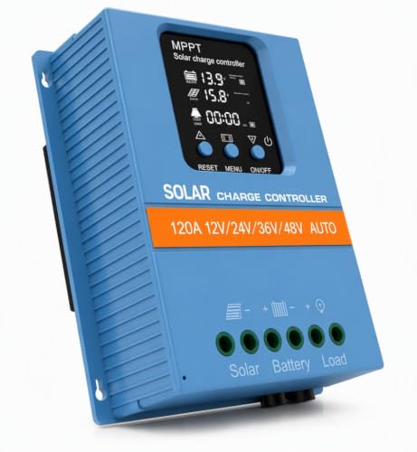 Solar Charge Controller 120A 12V 24V 36V 48V Intelligent Recognition LCD Display Battery Intelligent...