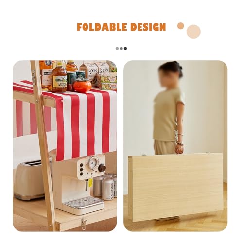 Soporte de exhibición portátil de madera con toldo para comercio 5