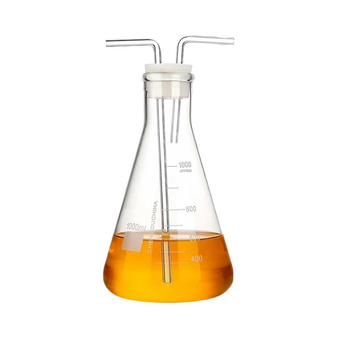 Matraz Cónico Graduado Frasco Lavador Gas Vidrio Borosilicato Químico-1000ml